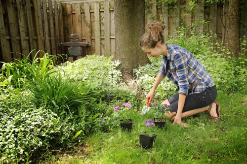 Encrypted landscaping payment process highlighting safe transaction protection